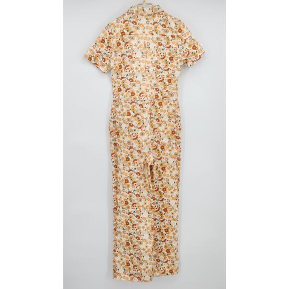 Storia Jumpsuit Collared Short Sleeve Flower Power Size Small - Picture 2 of 8
